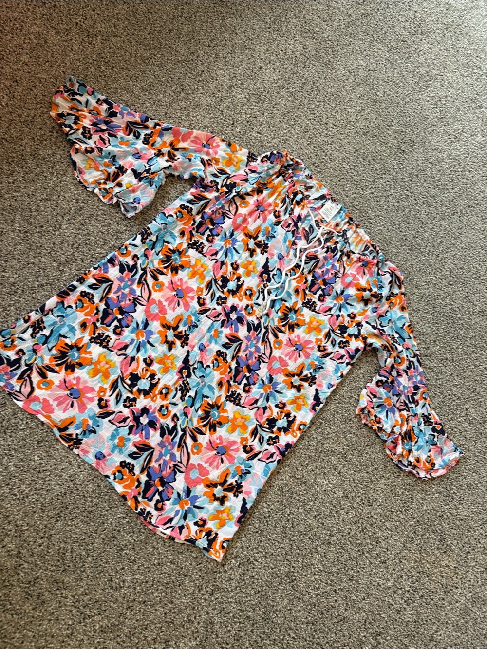 Anne Cole Floral Off-Shoulder Tunic in Pink, Orange & Blue